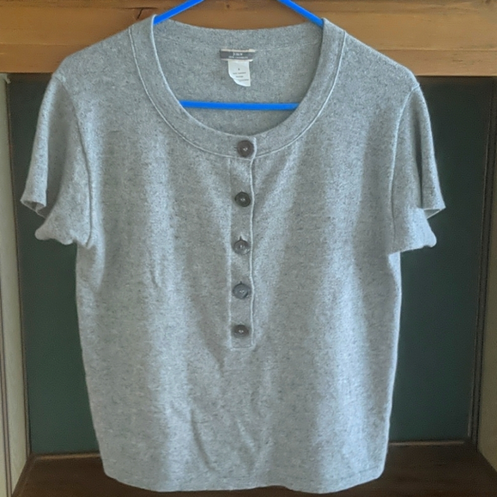 J Crew 100% Cashmere Shirt, Gray, Size S